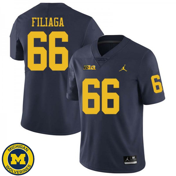 Mens Michigan Wolverines #66 Chuck Filiaga Navy Jordan Brand Embroidery Jersey